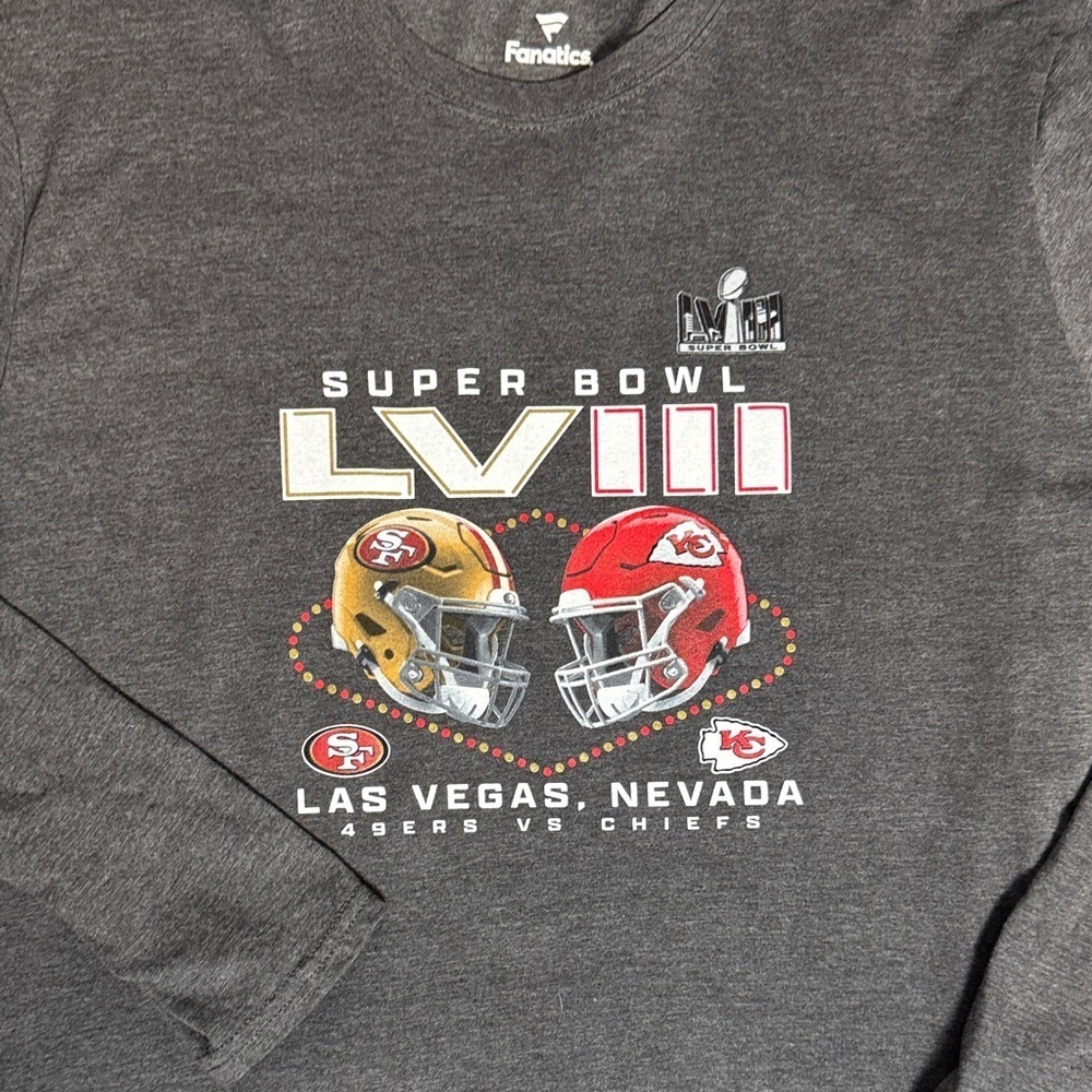 Fanatics Men's Charcoal Super Bowl LVIII Long Sleeve Tee - Picture 2 of 5
